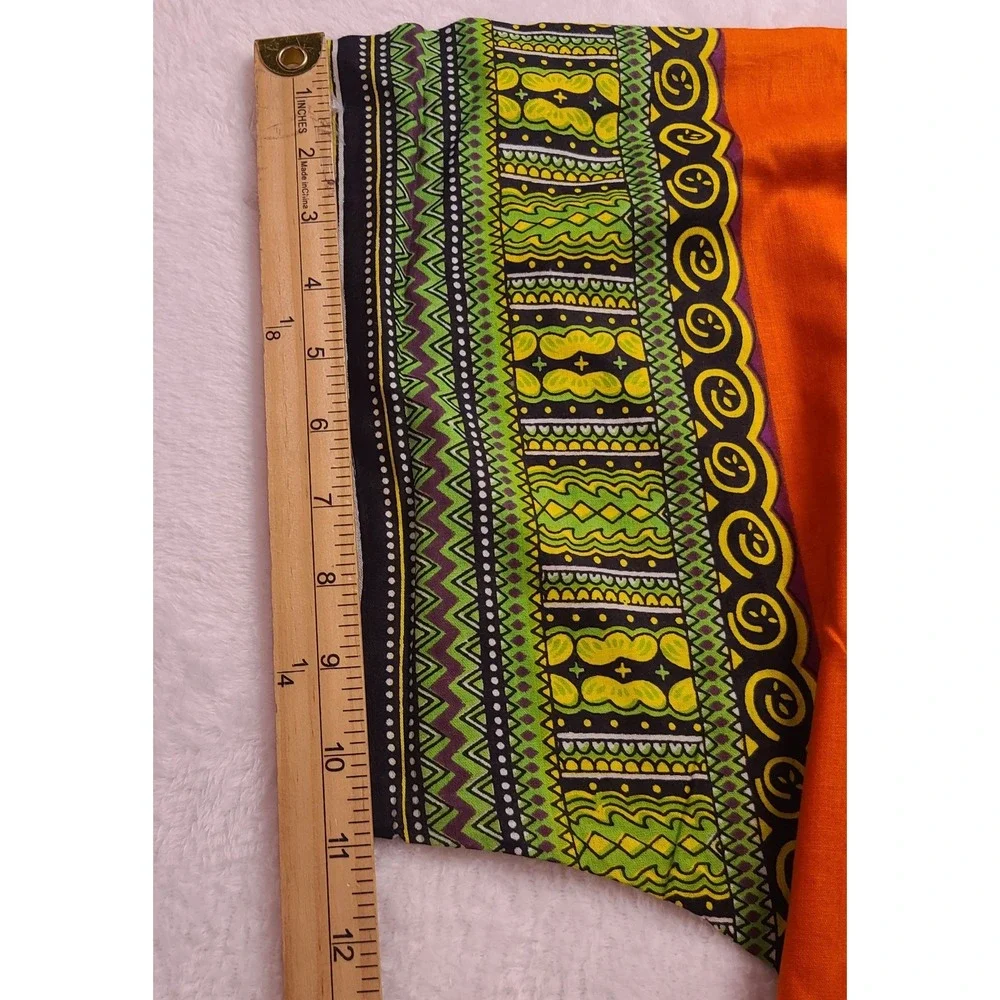 Jackpot Dashiki Shirt Orange‎ Cotton African Print V-Neck Tunic One Size OSFM